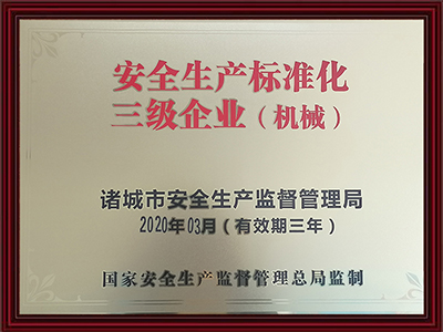 Level 3 Enterprise of Safety Production Standardization